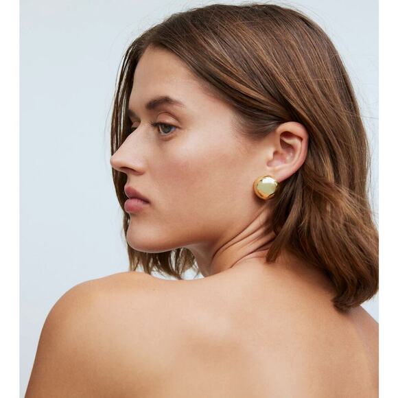 NWT Madewell Button Stud Earrings In Gold - Picture 1 of 5